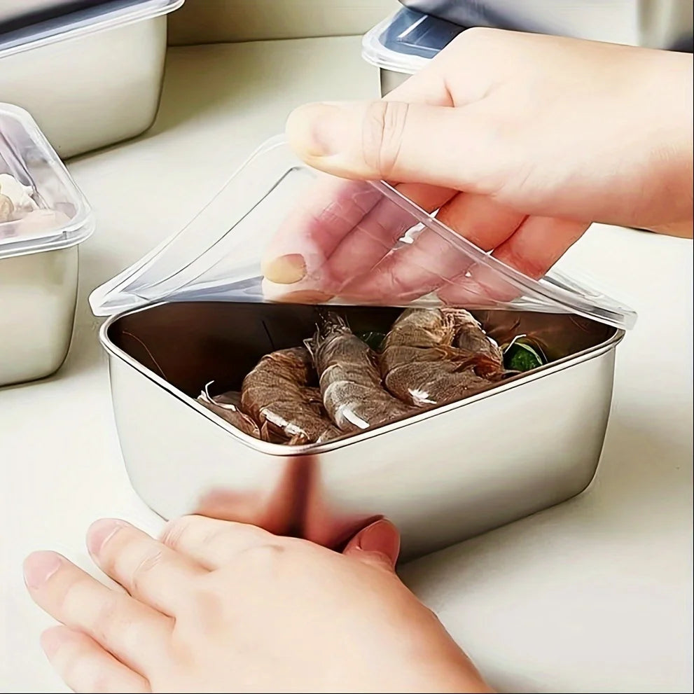 6-Piece Stainless Steel Food Storage Containers Set With Lids - Leakproof, Stackable & Reusable For Camping, Picnics, School